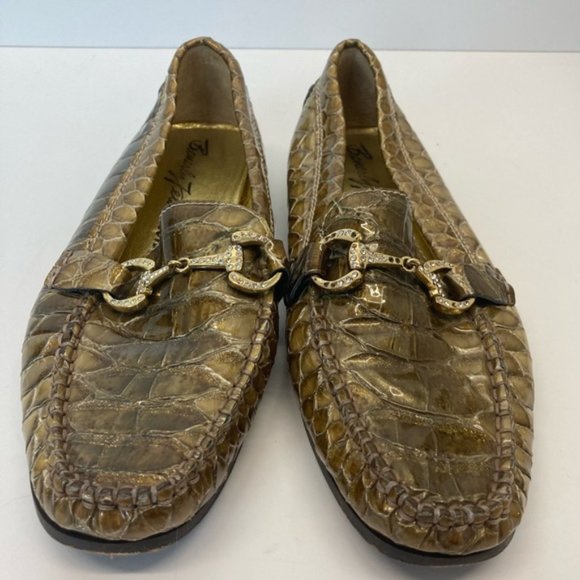 Beverly Feldman Gold Riding Bit Rhinestone Loafers (36.5) - Picture 2 of 12